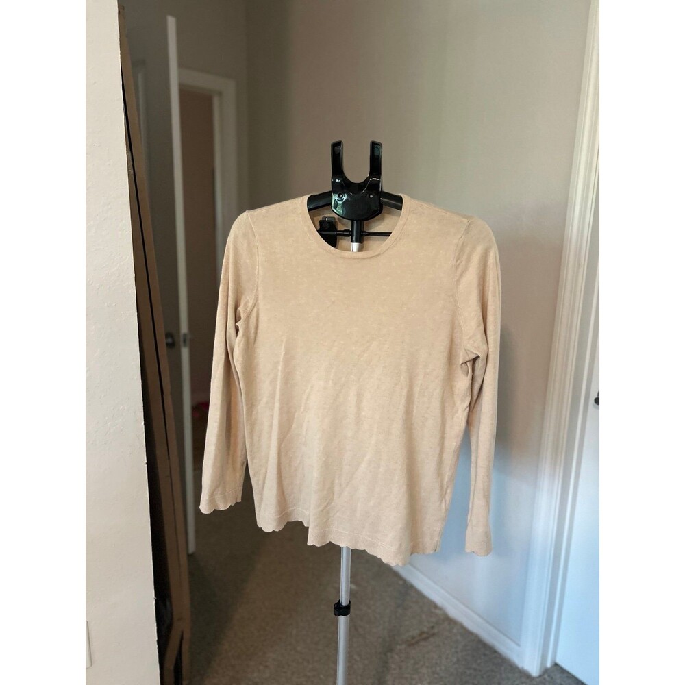 J.McLaughlin Tan Long Sleeve Scalloped Sweater
